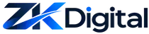 ZK Digital professional logo with white text and blue ZK symbol