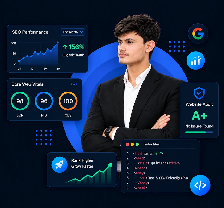 Zakriya working on Technical SEO and web design